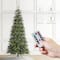 Glitzhome® 7.5ft Pre-Lit Green Slim Fir Artificial Christmas Tree, Multicolor LED Lights